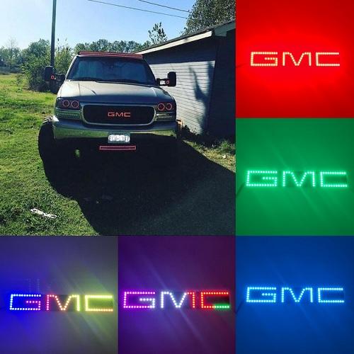 GMC Emblem RGB LED Logo Light Chase Flow Pattern with Bluetooth App remote control