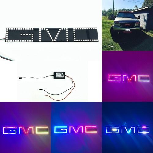 GMC Emblem RGB LED Logo Light Chase Flow Pattern with Bluetooth App remote control
