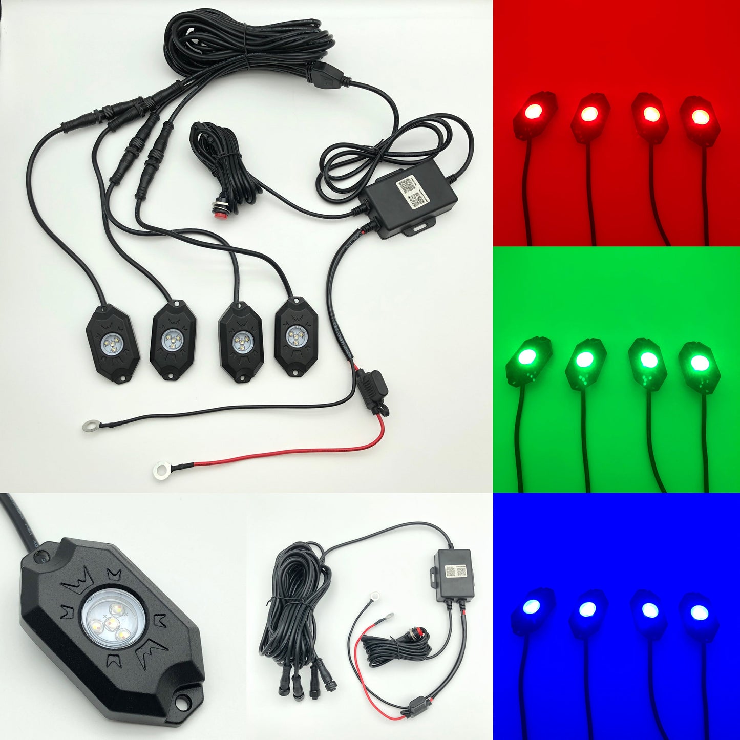 RGB+W Rock lights for trucks (4 packs)