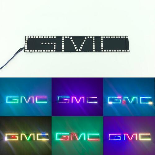 GMC Emblem RGB LED Logo Light Chase Flow Pattern with Bluetooth App remote control